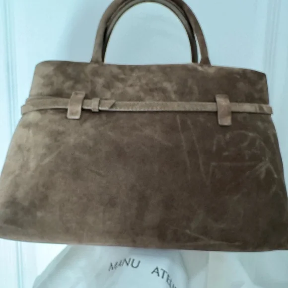 Manu Atelier Le Cambon Tobacco Green Suede Bag - Picture 5 of 11